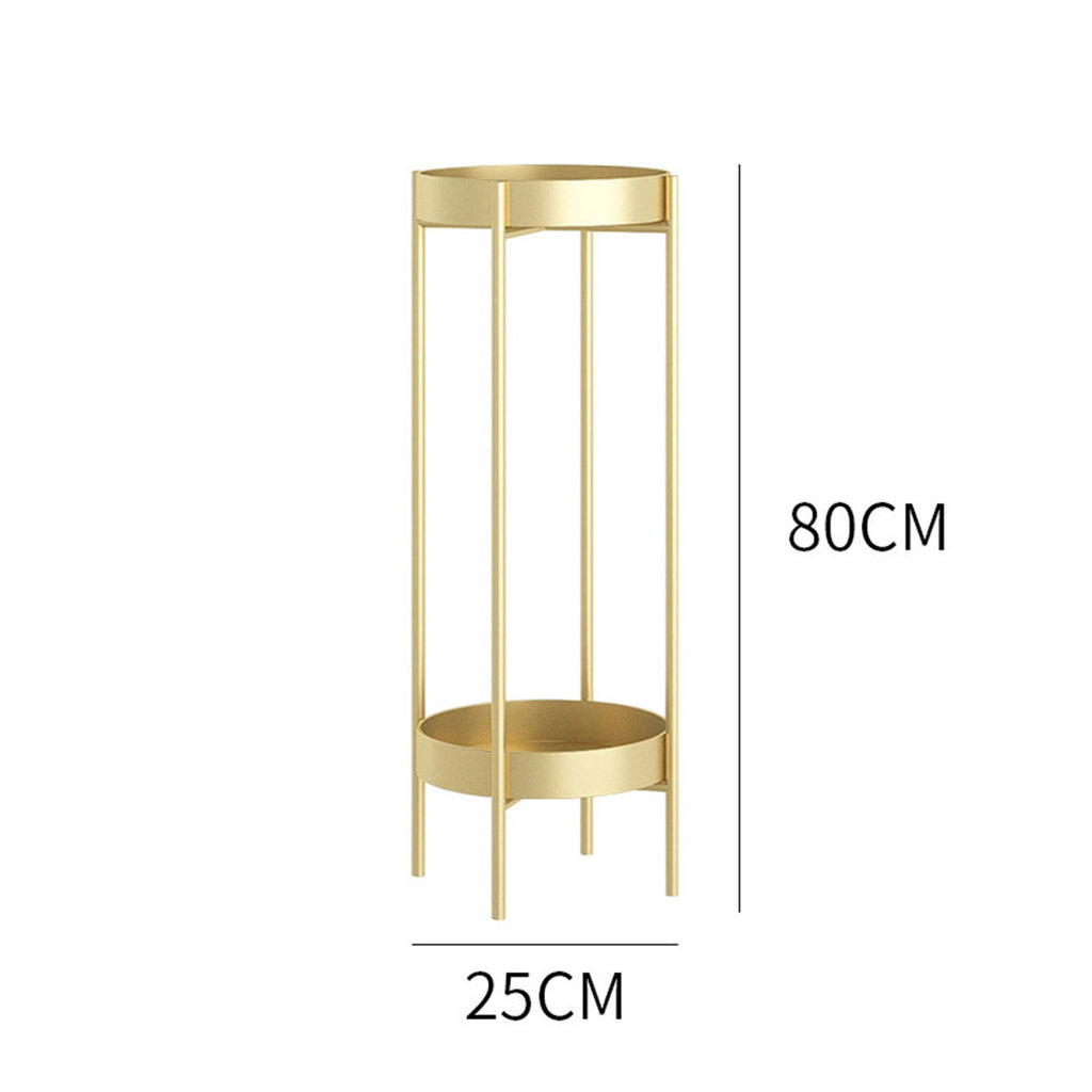 NNEAGS 4X 2 Layer 80cm Gold Metal Plant Stand Flower Pot Holder Corner Shelving Rack Indoor Display