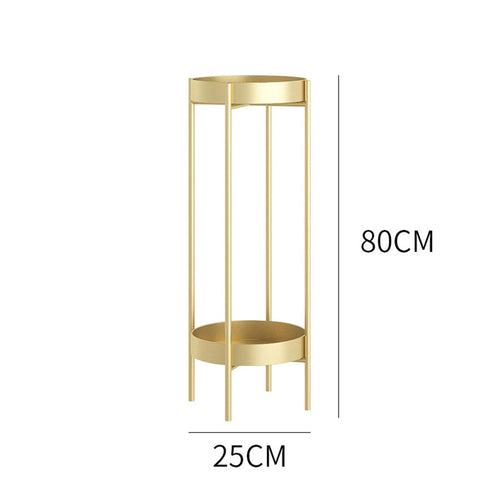 NNEAGS 4X 2 Layer 80cm Gold Metal Plant Stand Flower Pot Holder Corner Shelving Rack Indoor Display