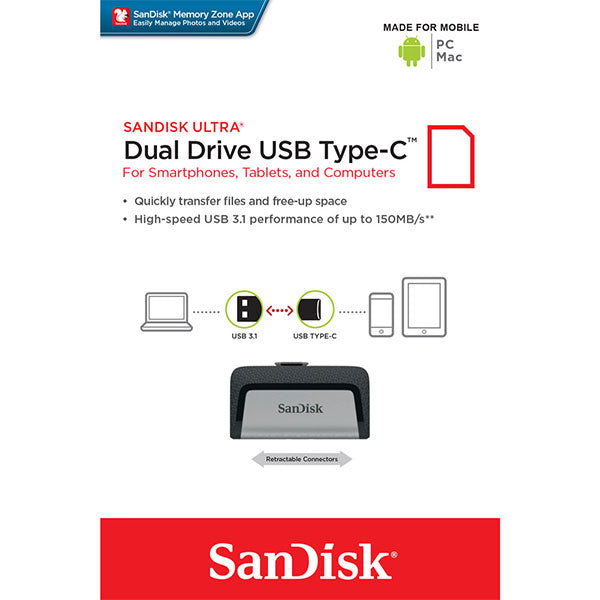 NNEDSZ 256GB Dual  USB 3.1 Type-C Flash Drive -SDDDC2-256G